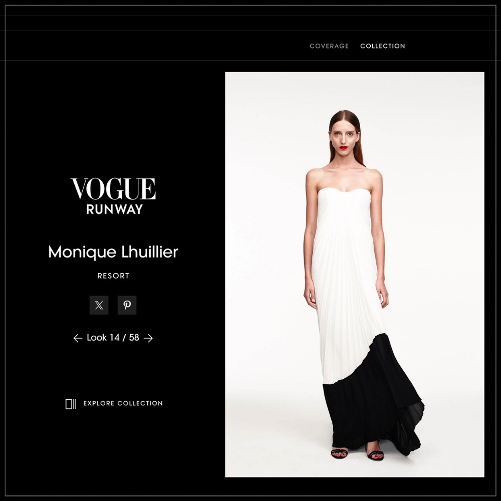 $5490 Monique Lhuillier Pleated Sweetheart Runway Gown - Picture 2 of 14